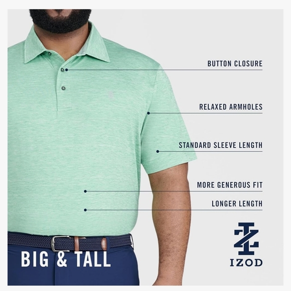 Izod Golf Men's Golf Title HolderShort Sleeve Polo. Size 5XLT in Ultra V… - Picture 13 of 13
